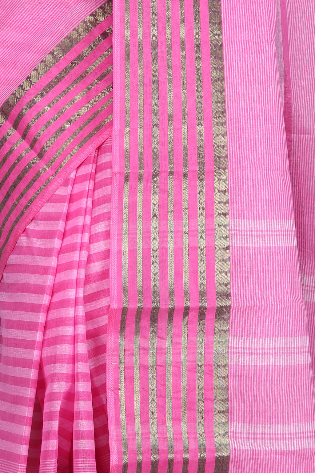 Pink Pure Cotton Zori Border Tant Saree (1963)